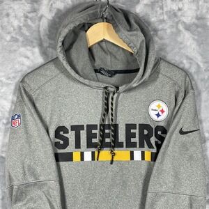 Pittsburgh Steelers Hoodie Mens Small Gray Nike NFL On Field Dri-FIT Pullover